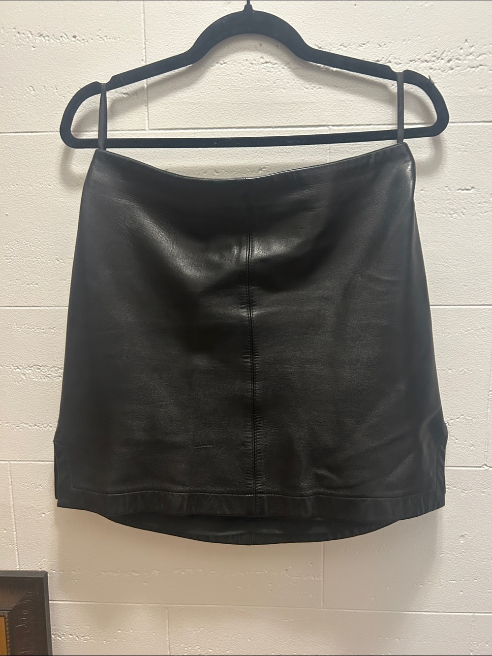 Tahari Black Leather Mini Skirt